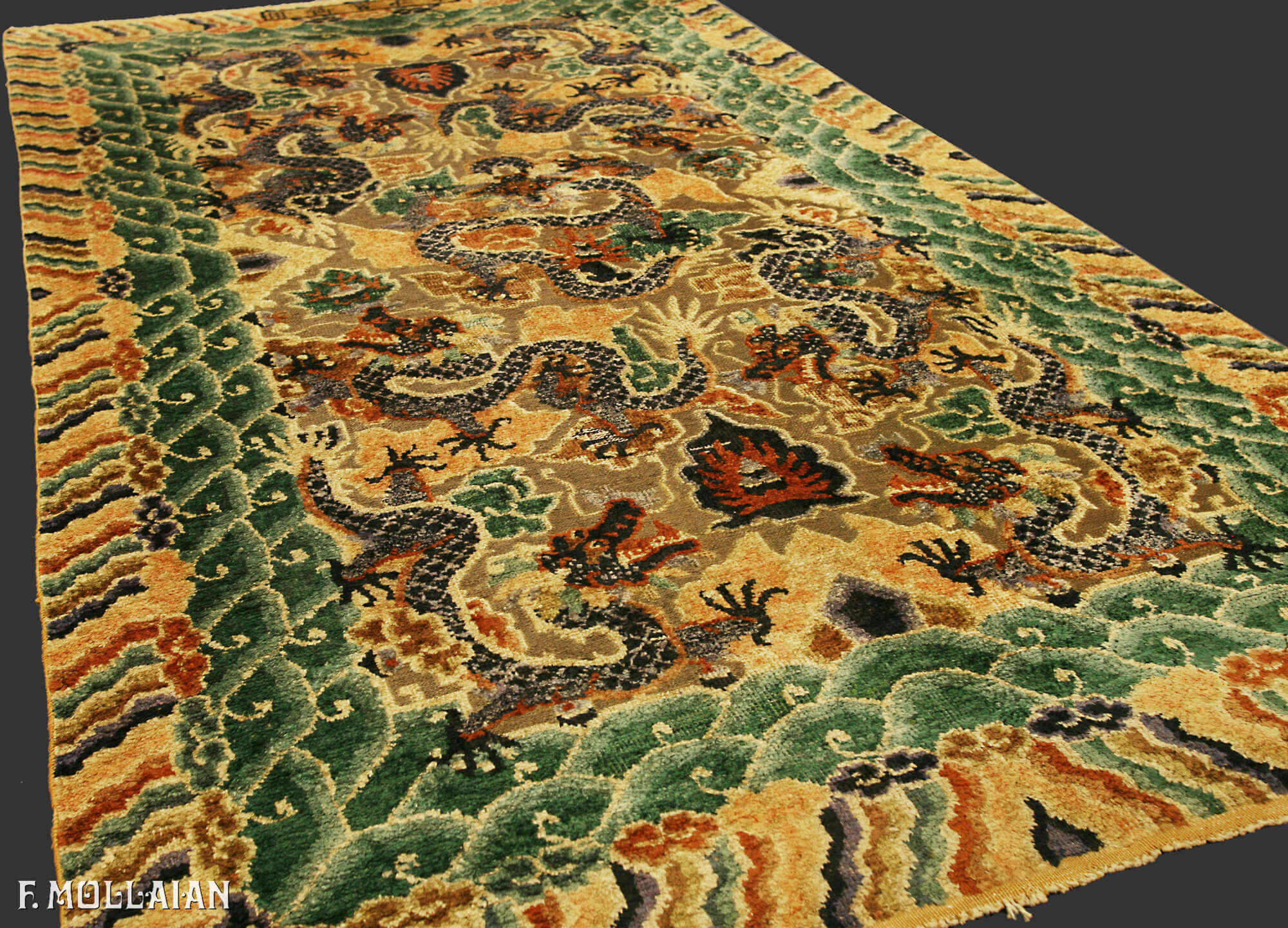 Antique Chinese Silk & Metal Rug n°:80095193